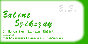 balint szikszay business card
